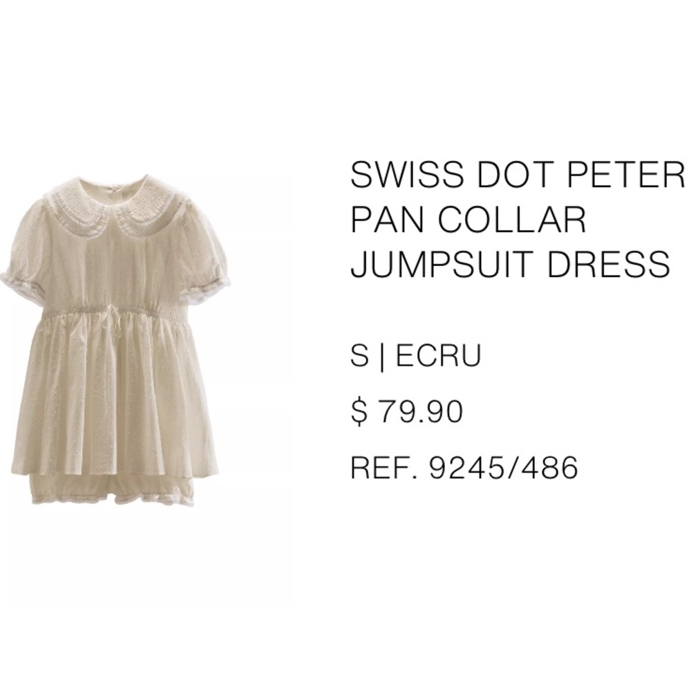 Zara White Swiss Dot Baby Doll mini dress with built in bloomers